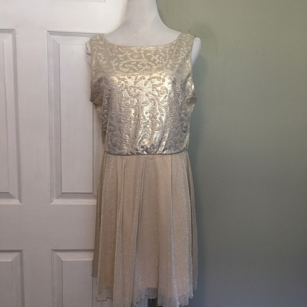 Deb Silver Sequin Mini Dress for Weddings, Romantic Dates, Special Occasions